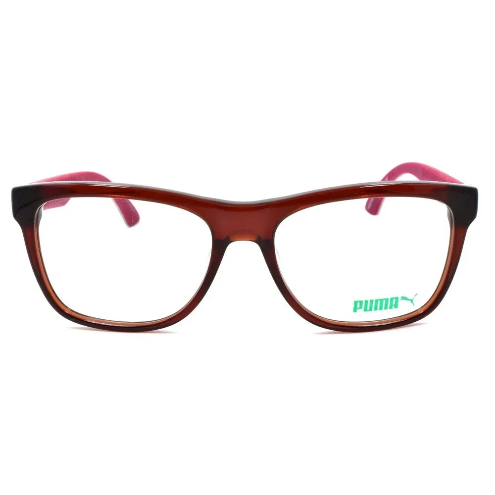 PUMA PU0044O 005 Unisex Eyeglasses Frames 54-17-140 Red & Ivory w/ Suede